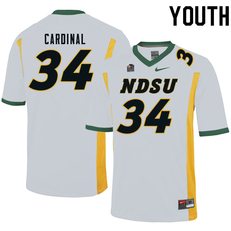 Youth #34 Will Cardinal North Dakota State Bison College Football Jerseys Sale-White - Click Image to Close